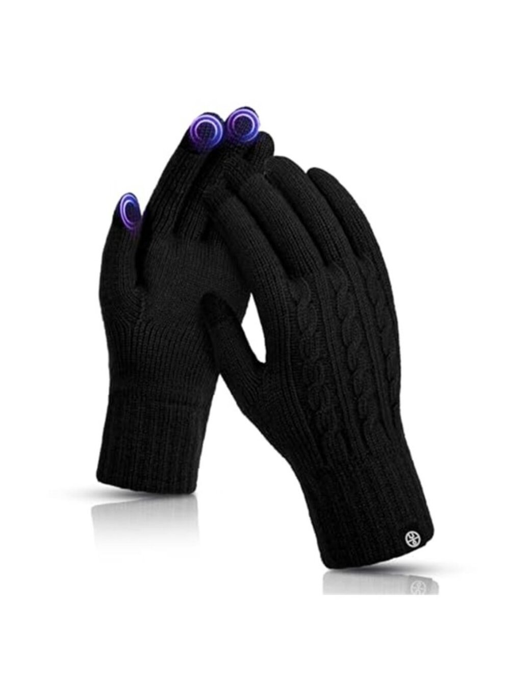 Thermal Touchscreen Gloves Womens Winter Knit Fleece Lined Warm Stretch 3 Finger